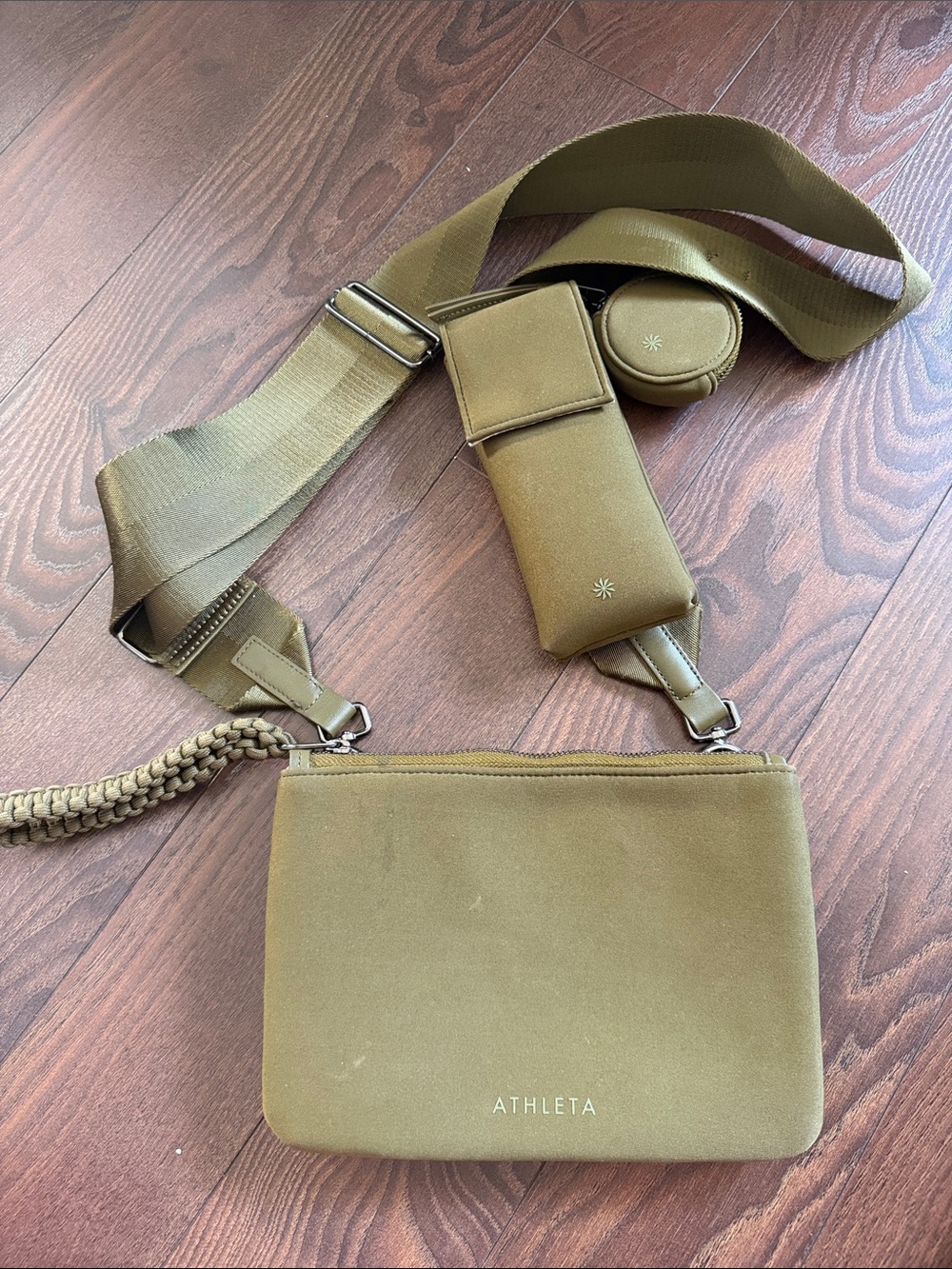 Athleta Olive Belt Bag with Adjustable Webbing Strap